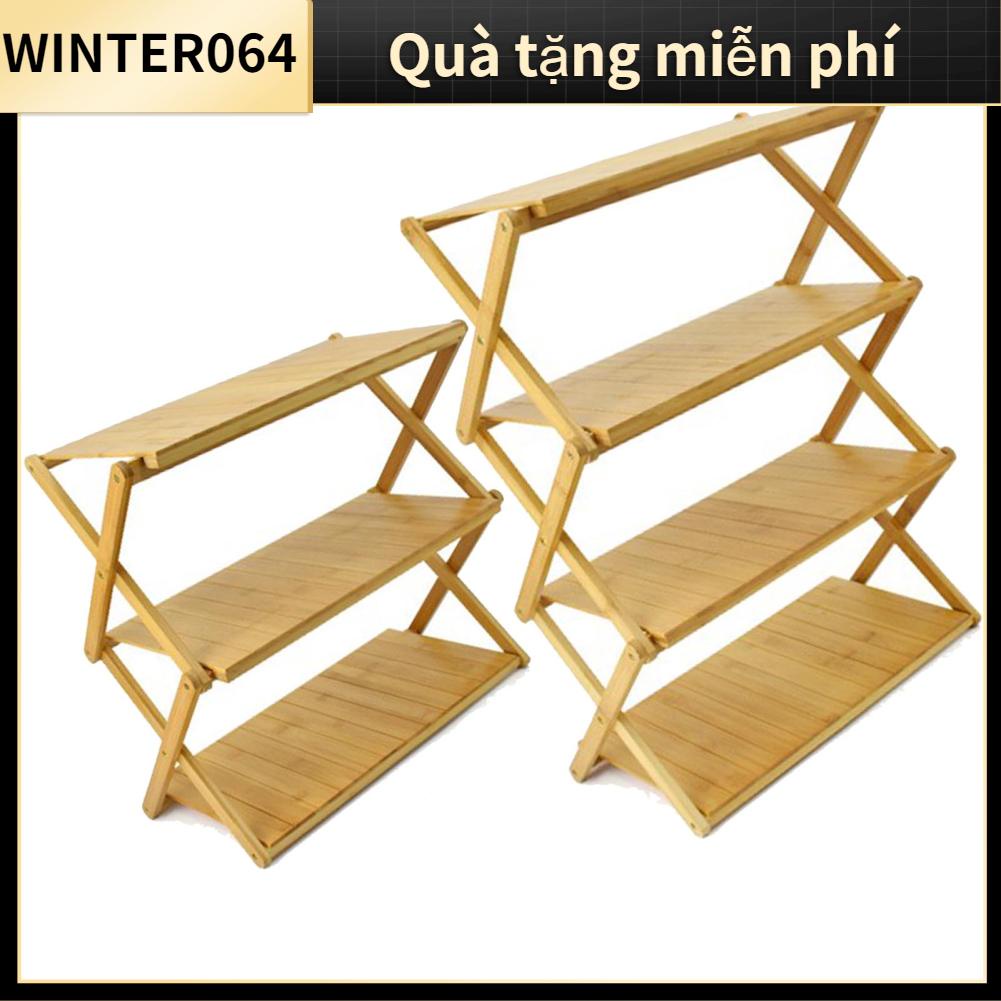 Winter064 Kệ Gỗ Gấp Gọn Nhiều Tầng Tiết Kiệm Không Gian Chịu Lực Mạnh Mẽ Giá Đựng Đồ Di Động Cho Cắm Trại Ngoài Trời
