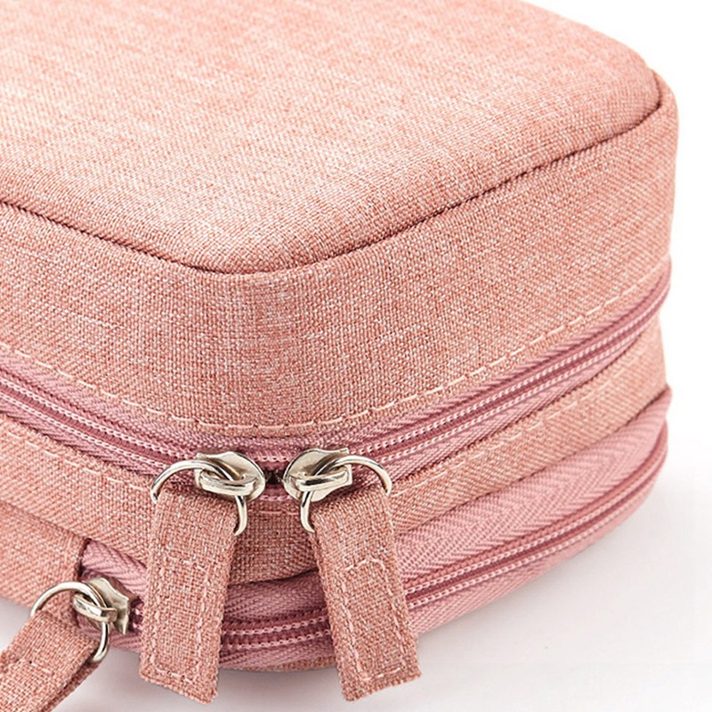 Set 2 Túi Đựng Bút Hai Ngăn Có Thể Gập Lại Màu Hồng Và Đen