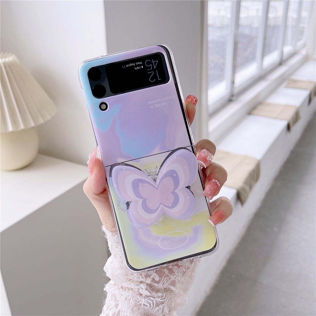Ốp Điện Thoại Có Dây Gài Họa Tiết Bướm Cho Samsung Galaxy Z Flip 3 5G Z Flip3 Flip4 Zflip3