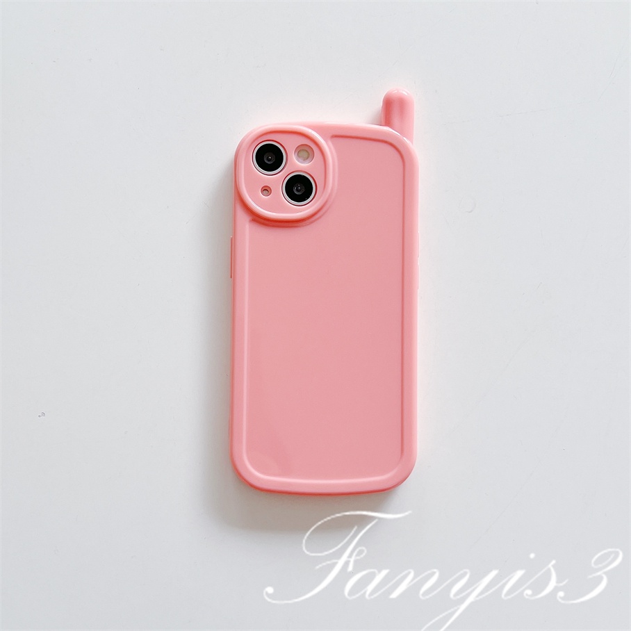 Ốp Điện Thoại TPU Mềm Màu Trơn Có Ăng Ten Hồng Cho IPhone 14 13 12 11 Pro Max X XR Xs Max 8 7 Plus SE 2020