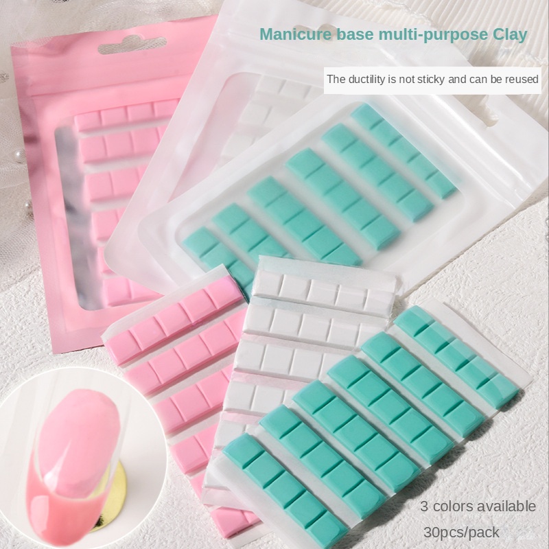 30pc bùn móng tay / Thực hành dán keo định hình móng / đất sét móng tay mới / miếng plasticine không đánh dấu móng tay