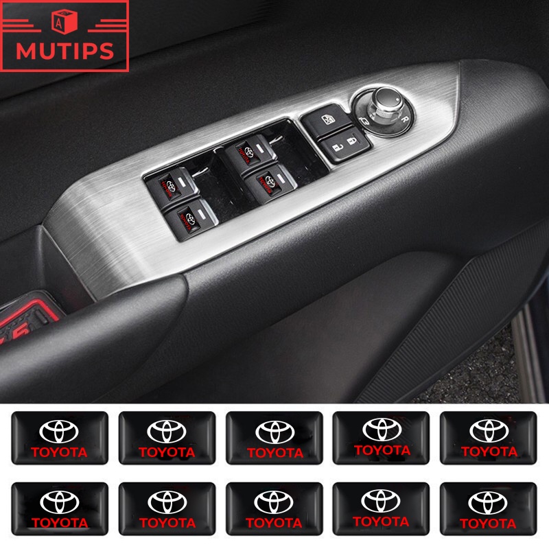 Set 10 Huy Hiệu 3D Trang Trí Công Tắc Cửa Sổ Xe Hơi Toyota Kijiang Innova Calya Avanza Rush Razie Yaris Wish Corolla