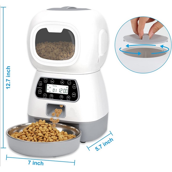 ✅Ready stock✅ 3.5l auto pet feeder cho chó mèo máy phân phối thức ăn thông minh ghi âm giọng nói hẹn giờ cho ăn bát đựng thức ăn tự động cho thú cưng