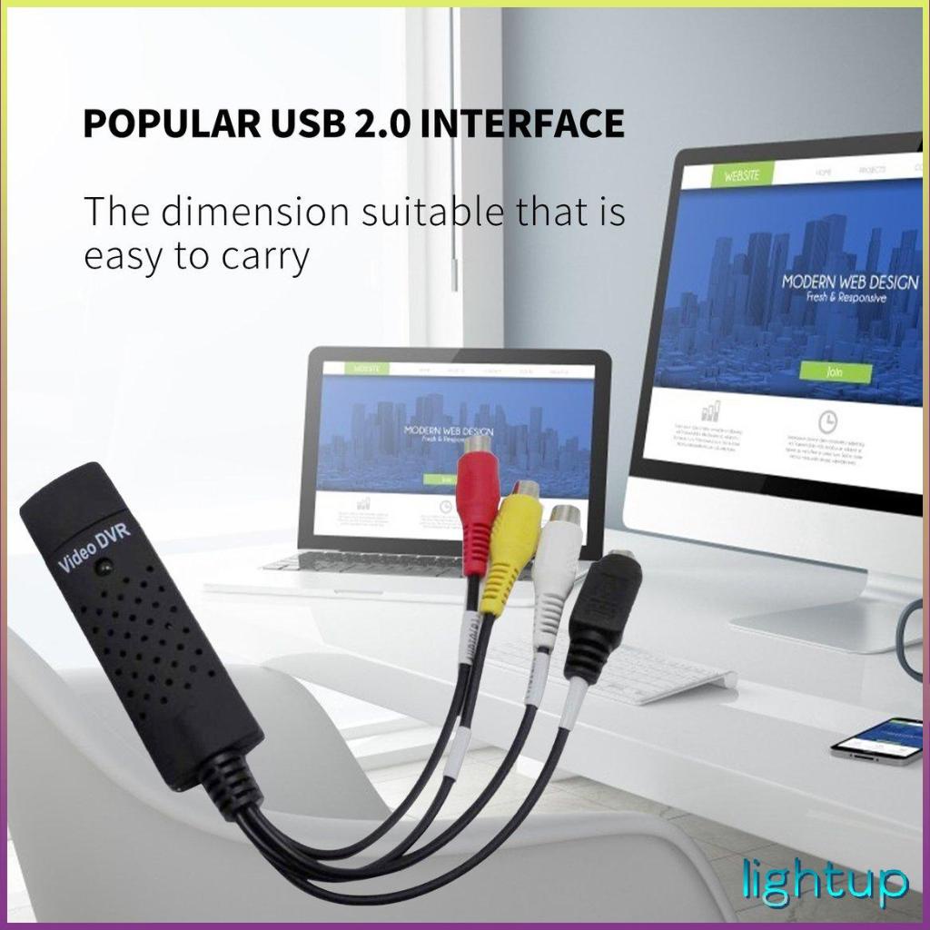 Đen USB 2.0 Video Capture Card Chuyển đổi Pc Adapter Tv Audio Dvd Dvr Vhs