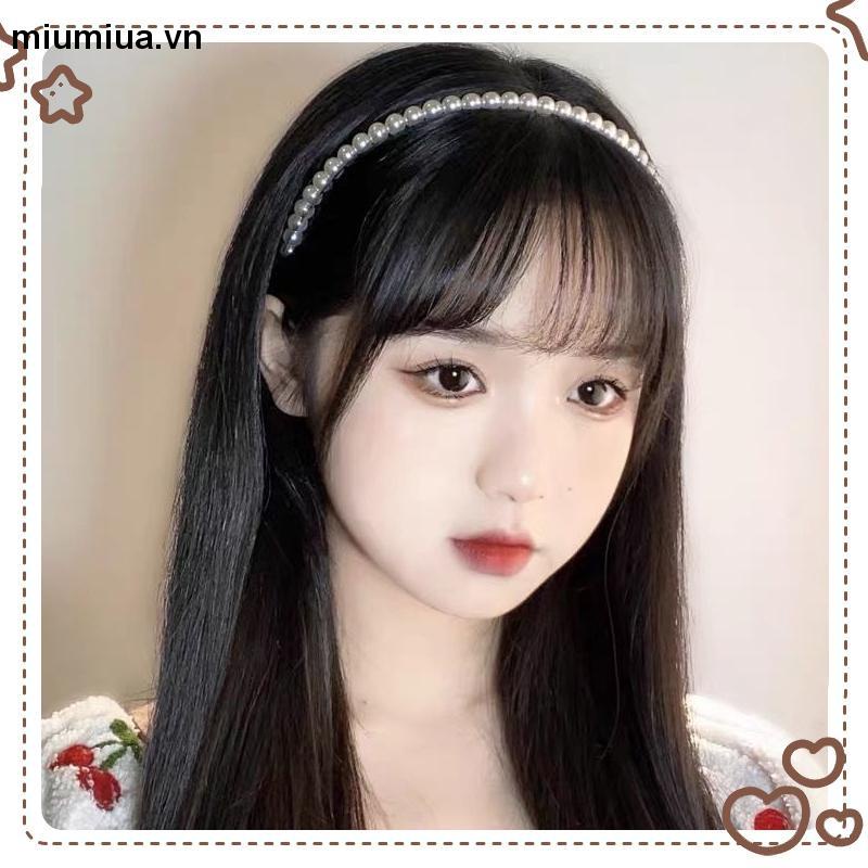 miumiuaBăng Đô Bờm Cài Tóc Đính Đá Hạt Ngọc trai phong cách Hàn Quốc tiểu thư 2023