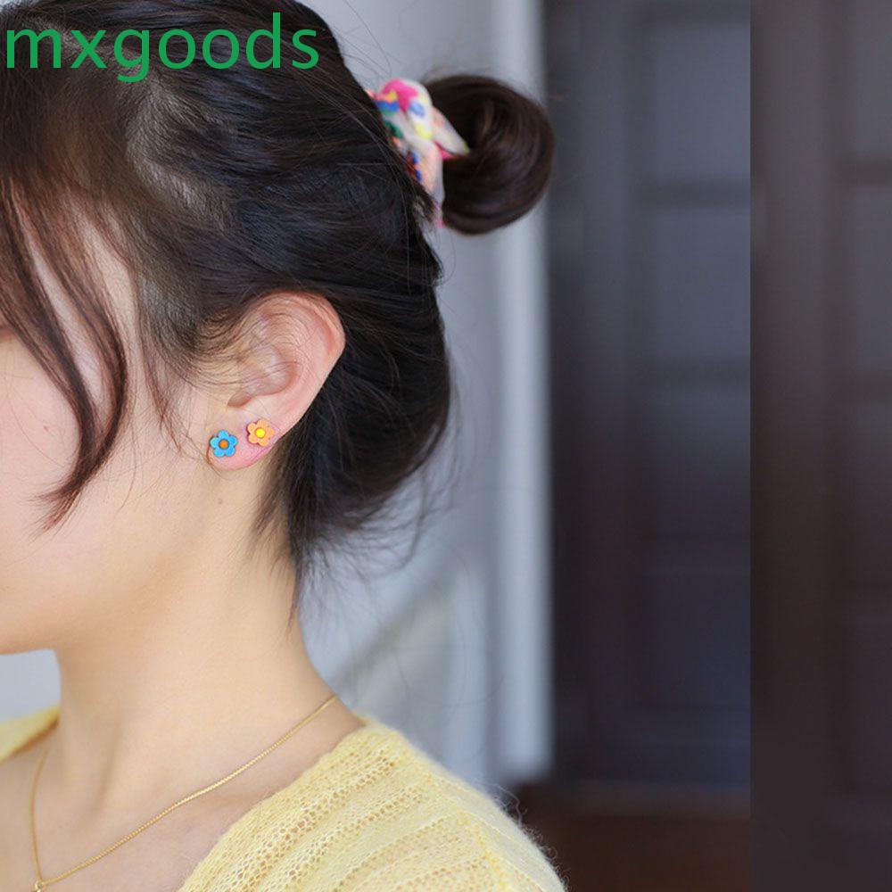 Bộ Khuyên Tai Xỏ Lỗ Hình Hoa / Động Vật Nhiều Màu Dễ Thương Cho Nữ