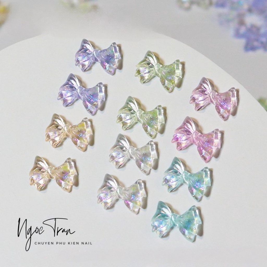 Nơ Pha Lê Nhũ Flash Sáng Mới 2023 HÀN QUỐC Siêu Đáng Yêu | Trang Trí Móng Tay NZ24