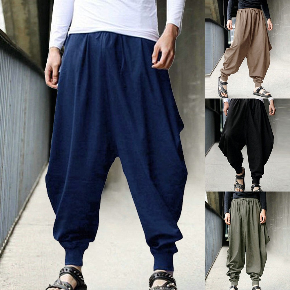 Quần Baggy Hakama Dáng Rộng Phong Cách Hippy Nhật Bản Thường Ngày Cho Nam
