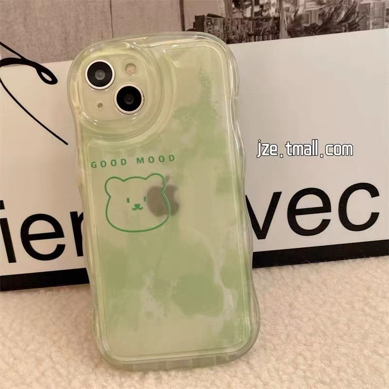 ✅Ốp Điện Thoại Mềm Hình Gấu Màu Xanh Lá Kiểu Mới Cho iPhone14promax 13 12 11 M69N