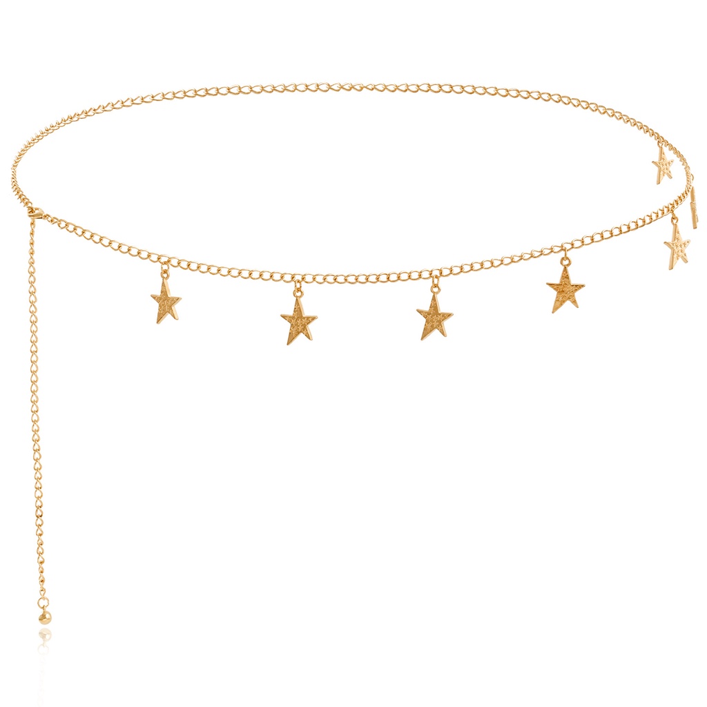 Ins Style Summer Beach Bikini Waist Chain Pentagram Love Pendant Sexy Girl Body Chain Female