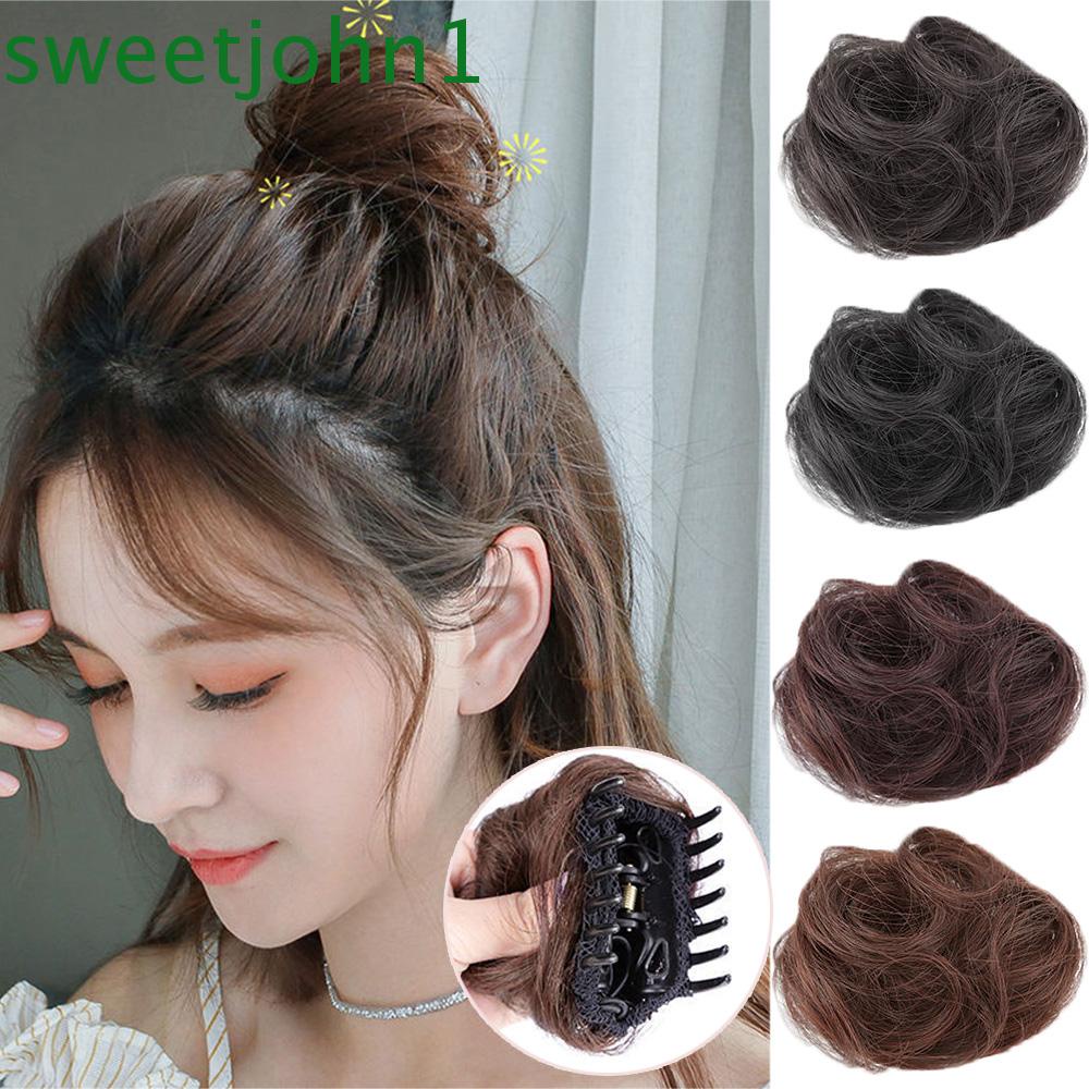Búi Tóc Giả Xoăn Ngắn Tự Nhiên 4 Màu Sắc Tùy Chọn