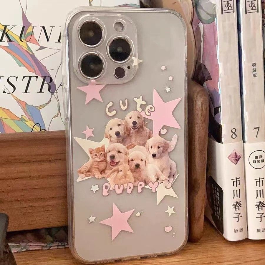 ✅Ốp Điện Thoại Mềm Trong Suốt Chống Sốc Hình Cún Và Ngôi Sao Cho iPhone13 / 14 11 12 xr 6p78pins