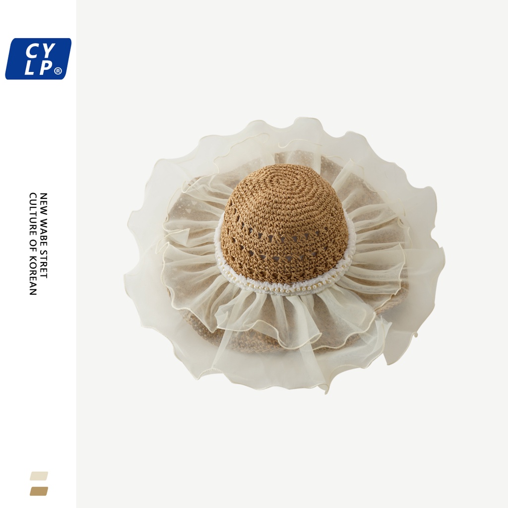 Mũ Cói Chống Nắng Phối Ren Phong Cách Thời Trang Nhật Bản Dành Cho Nữ