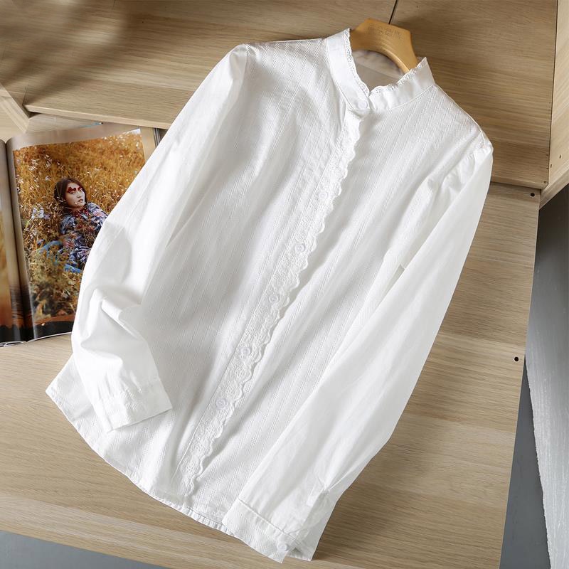 Áo Sơ Mi Phối Ren Thiết Kế Tối Giản Thoải Mái Thoáng Khí