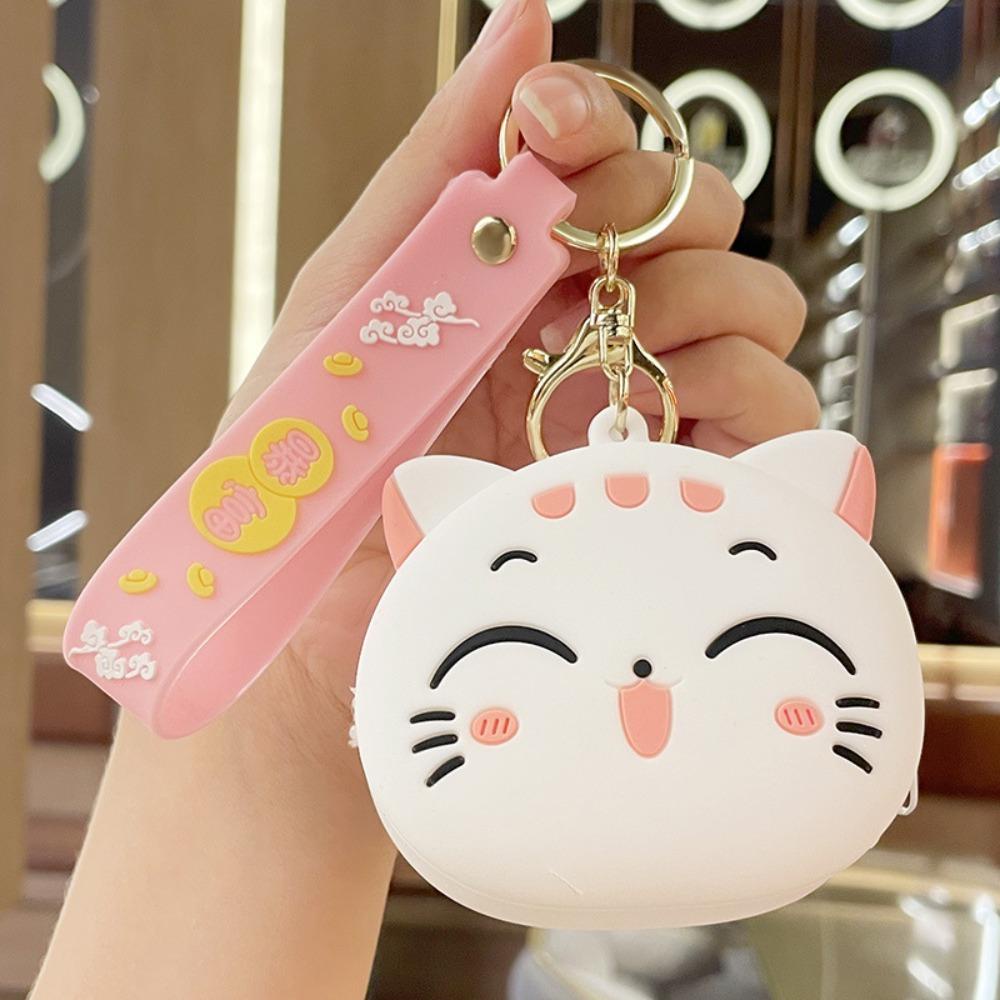 Benytro Móc Chìa Khóa / Túi Xách / Ví Tiền Xu Bằng Silicone Hình Mèo Dễ Thương