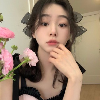 Kẹp tóc nơ màu đen đính ngọc trai phong cách mori thời trang cao cấp cho nữ