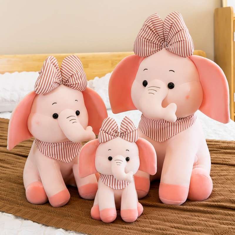 Thú Nhồi Bông Hình Voi Đeo Nơ Nhiều Màu Dễ Thương