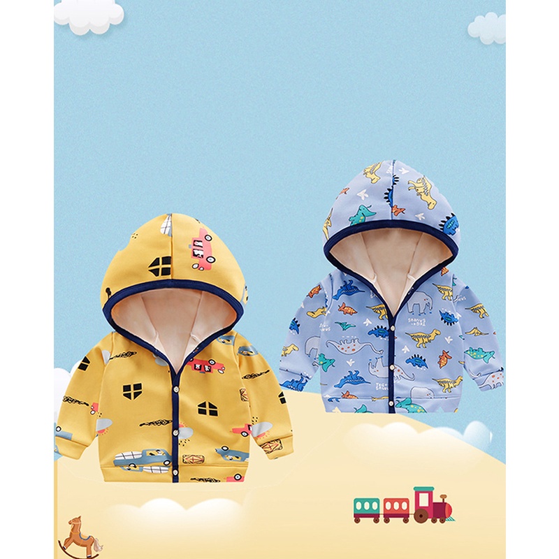 MOMCHOOSE  Áo Khoác Hoodie Mùa Đông Tay Dài Dày Dặn Ấm Áp In Họa Tiết Hoạt Hình Cho Bé