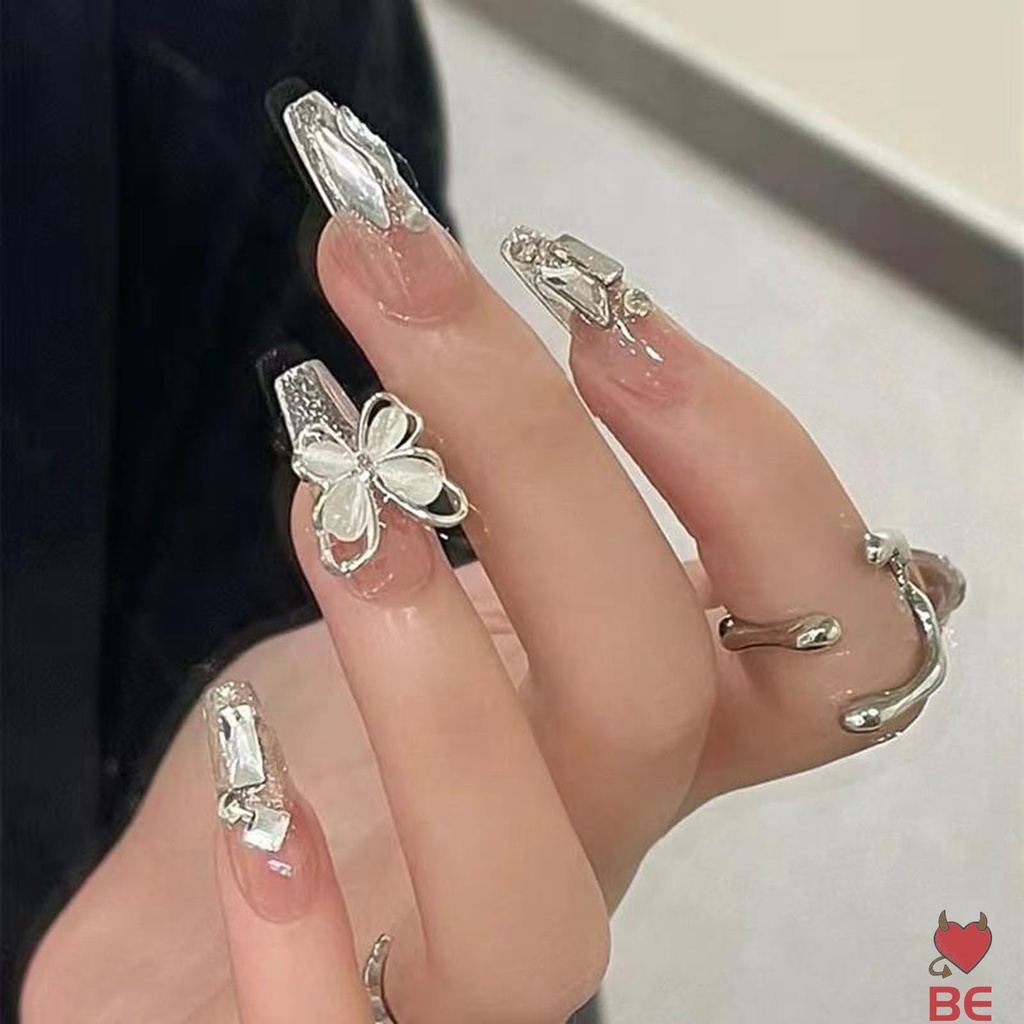 YADORNOS Móng Tay Giả Màu Bạc Thanh Lịch Dễ Sử Dụng Và Tẩy Sơn Móng Chuyên Nghiệp Cho Salon