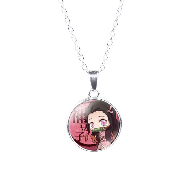 Vòng cổ Mặt Kính Cabochon Hóa Trang Nhân Vật Kimetsu No Yaiba Kamado Tanjirou Nezuko