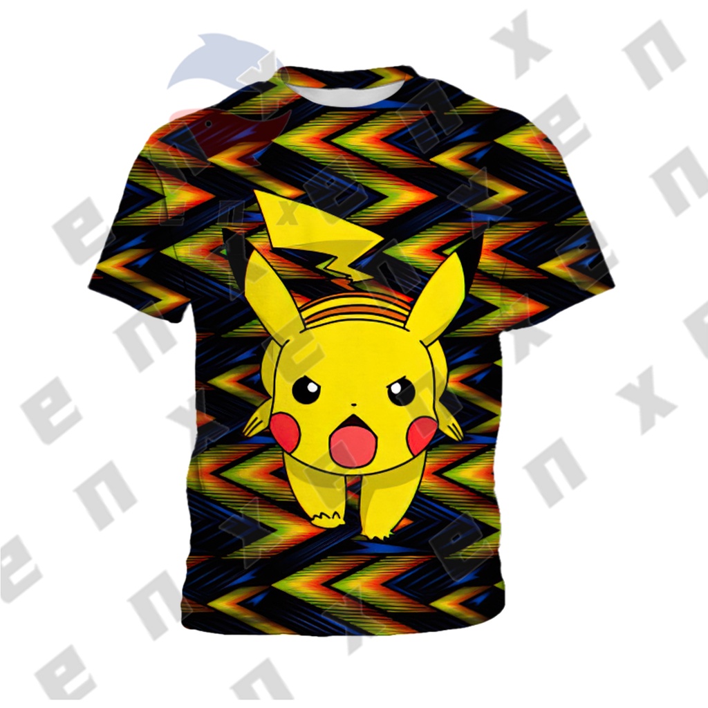Áo Thun Cộc Tay In Hình Pikachu Cho Bé 3-13 Tuổi