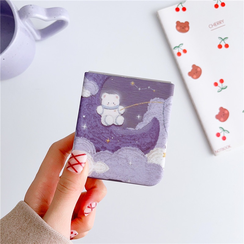 Ốp Điện Thoại Chống Sốc In Hình Gấu Mặt Trăng Dễ Thương Cho Samsung Galaxy Z Flip 4 3 Samsung Galaxy Z Flip 3