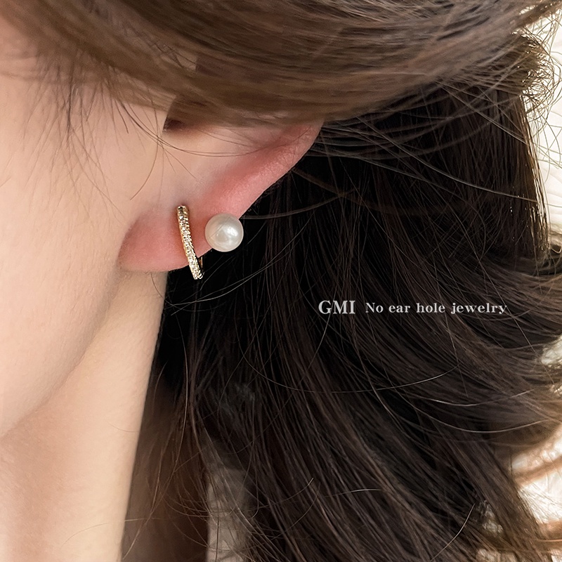 Khuyên Kẹp Vành Tai Bằng Silicon Cao Cấp Không Đau Đính Ngọc Trai Zircon Kiểu Pháp Mới