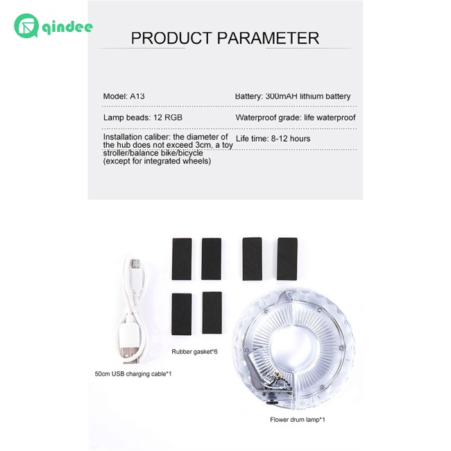 Đèn Led A13 Gắn Bánh Xe Đạp Cân Bằng Rung Thông Minh Chống Nước
