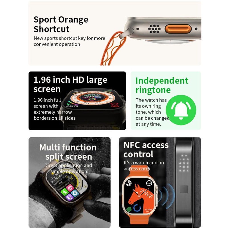 Đồng Hồ Thông Minh S8 Ultra Max 49mm IWO Series 8 NFC Kết Nối Bluetooth Có Chức Năng Đo Áp Suất