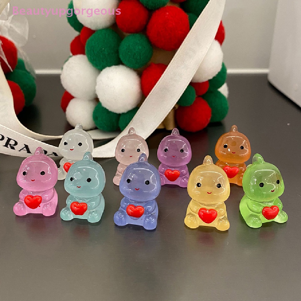 Set 2 Khủng Long Hoạt Hình Phản Quang Bằng Nhựa Resin Trang Trí Xe Hơi