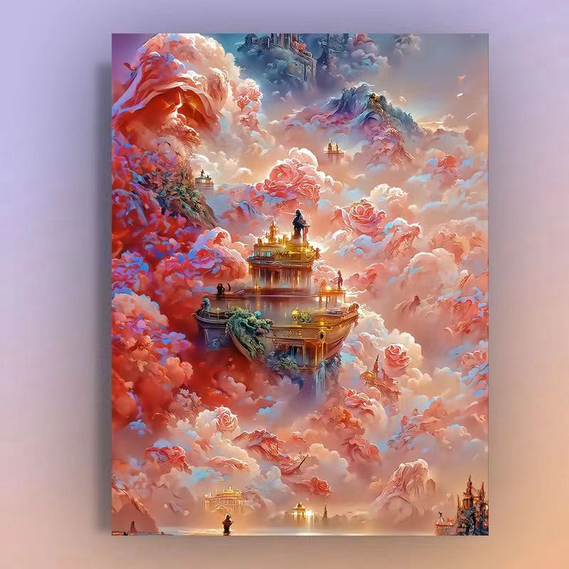 Nong Yang-30*40cm-tranh số hoá-nhỏ tranh số hóa-mini tranh sơn dầu số ho-Phong cảnh đẹp của sơn dầu kỹ thuật số-Biển mây đẹp của sơn dầu kỹ thuật số-trang sơn dầu số hóa