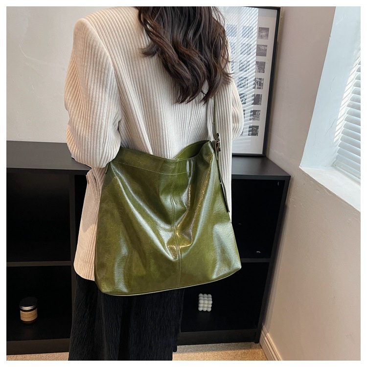 Túi Xách Đeo Vai / Kẹp Nách Chất Liệu Da Sáp Dầu Phong Cách Thời Trang Retro 2023