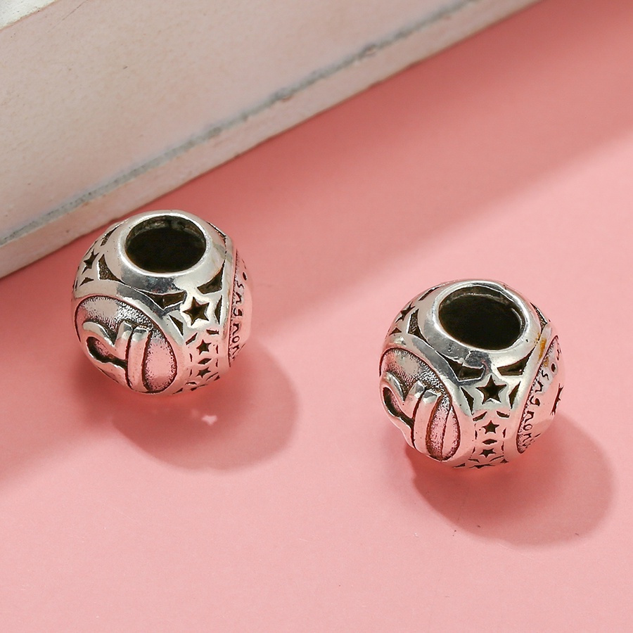 Hạt Charm Tròn 12 Cung Hoàng Đạo Màu Sắc Bạc Làm Trang Sức Diy
