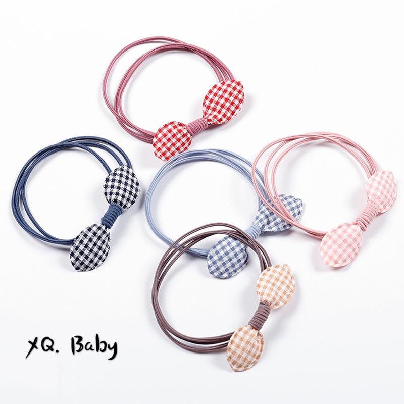 Dây buộc tóc nơ ca rô nhiều màu xinh xắn, dây cột tóc vintage mẹ và bé
