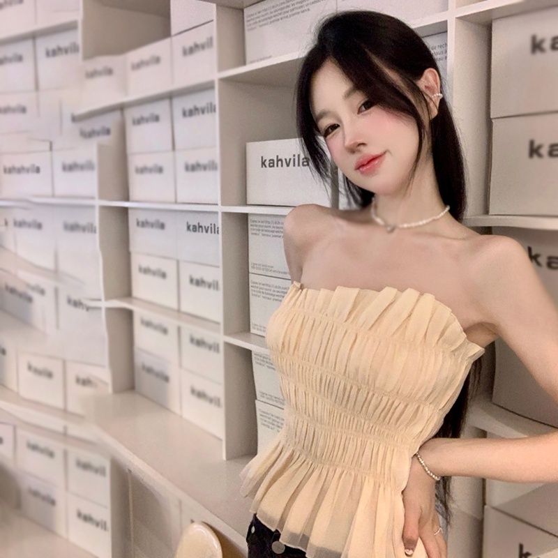 Áo Croptop Trễ Vai Màu Sắc Trơn Thiết Kế Lệch Tà Quyến Rũ Thời Trang Phong Cách Hàn Quốc