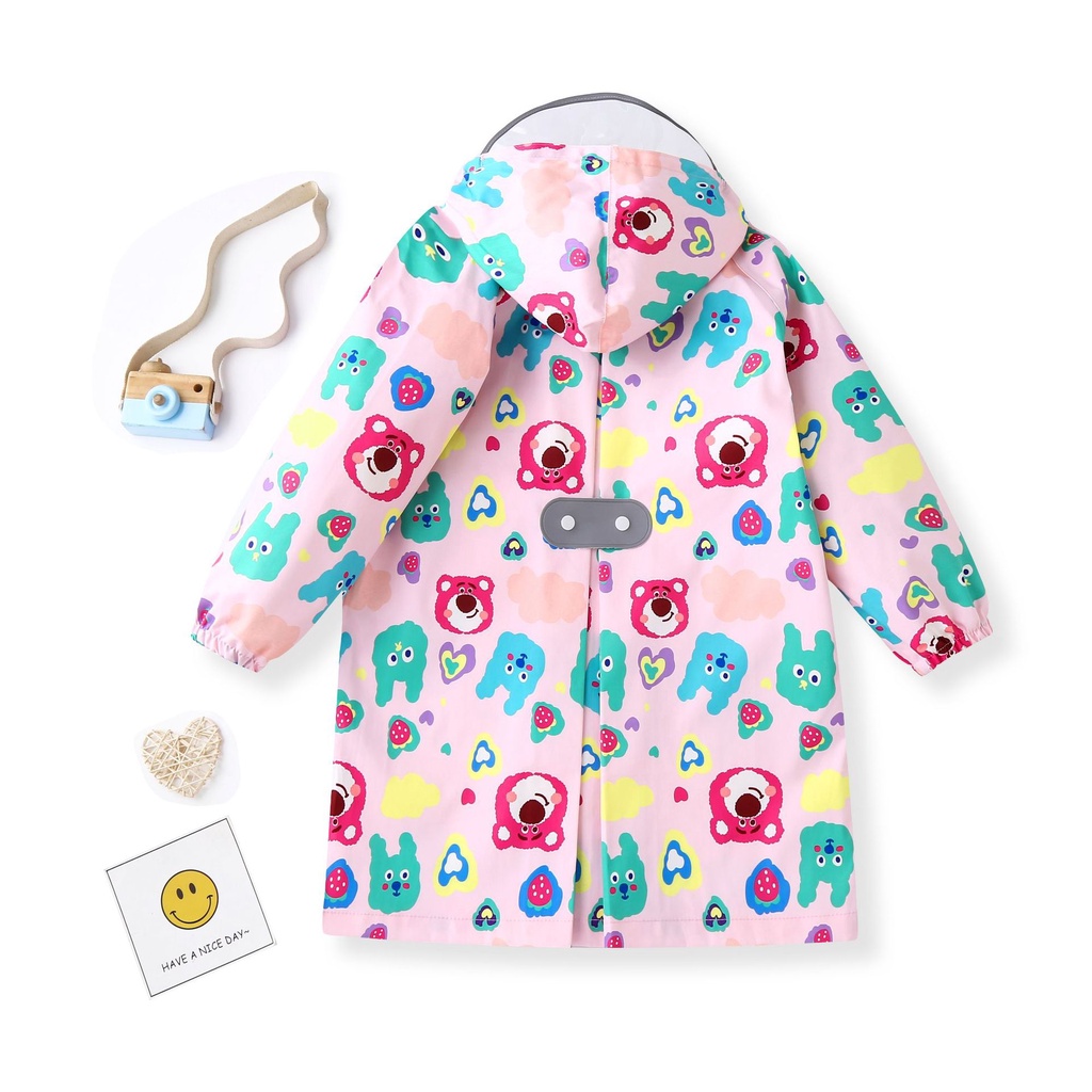 Áo Mưa In Hình Gấu Hoạt Hình Trọng Lượng Nhẹ Chất Lượng Cao Cho Bé Gái