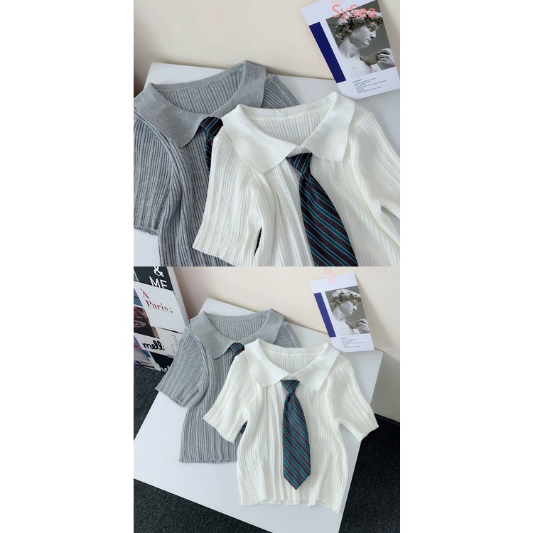 Áo Polo Dệt Kim Thời Trang Mùa Hè Pháp Cho Nữ