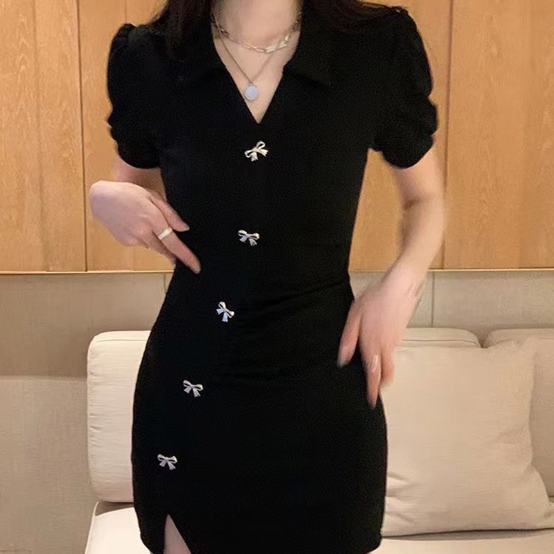 IELGY   Đầm Tay Ngắn Dáng Ôm Thời Trang Quyến Rũ Cho Nữ