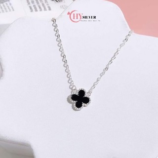Dây chuyền bạc ta 4 lá đen sang chảnh dây chuyền nữ bạc thật ST0001