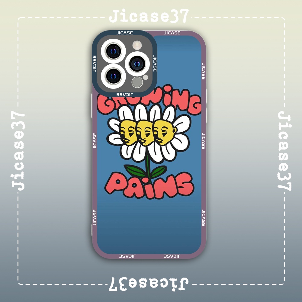 Ốp lưng iphone cạnh vuông Jicase Hoa Cúc Psychedelic Aesthetic Daisy Flower