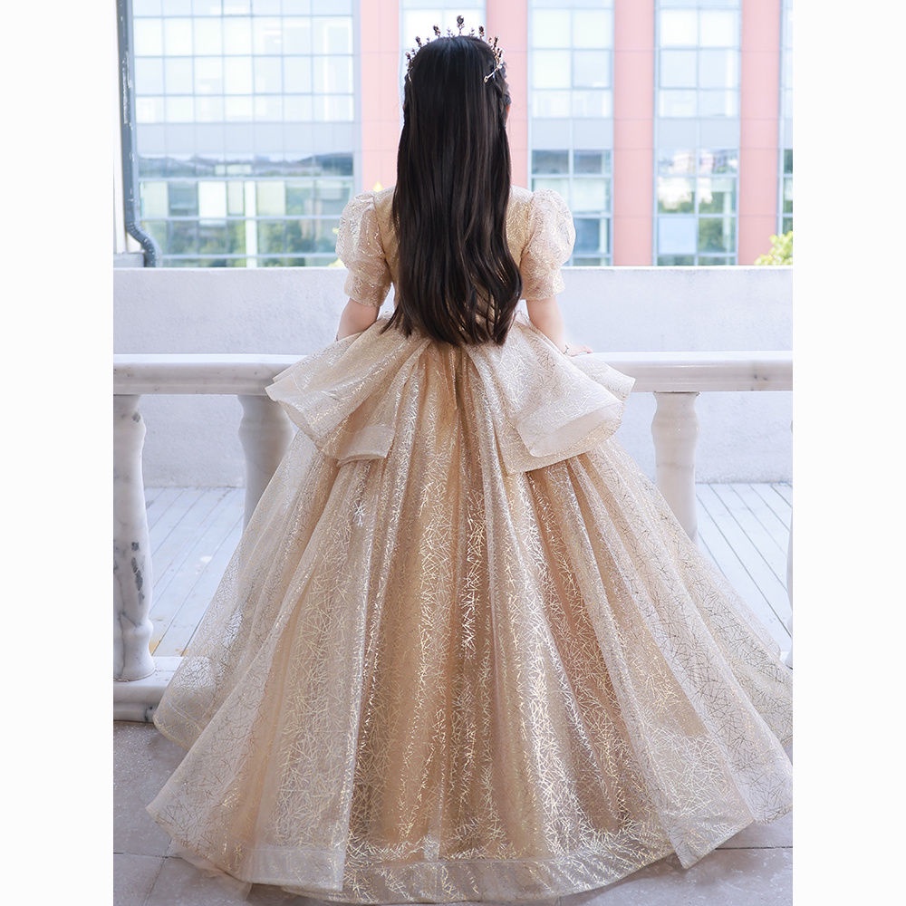 Đầm Công Chúa Bông Gạc Nhẹ Đính Hoa Sang Trọng Thời Trang 2023 Dành Cho Bé Gái Biểu Diễn Piano Sinh Nhật