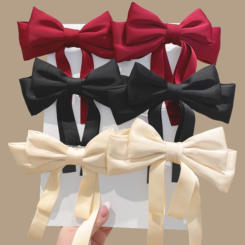 Kẹp Tóc Hình Nơ Lớn Màu Đen Thời Trang Cao Cấp Cho Nữ