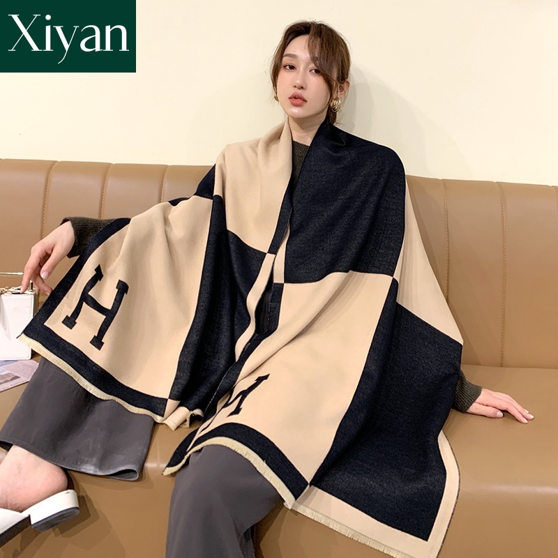 Khăn Choàng Cổ Dài Giữ Ấm Dày Dặn In Họa Tiết Thời Trang Mới Cho Nữ