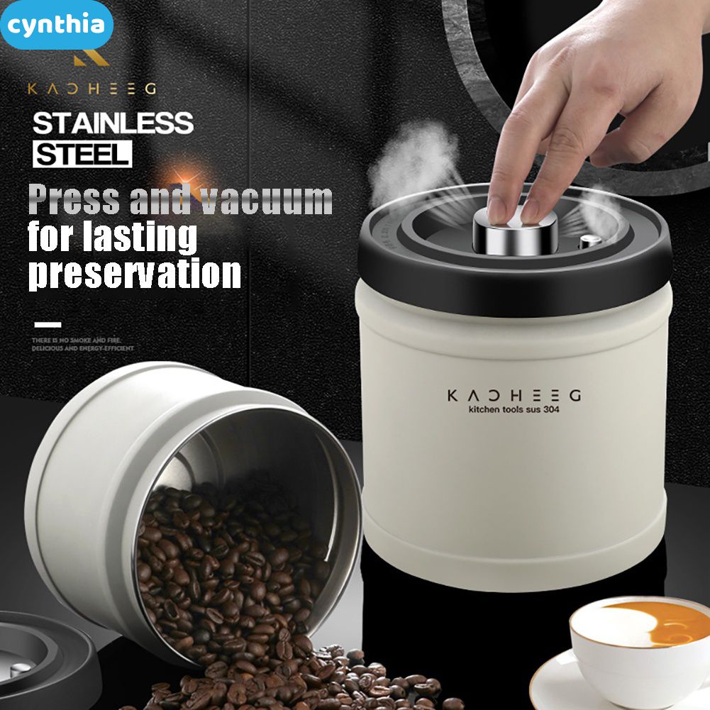 Bình Hút Chân Không Hộp Đựng Hạt Cà Phê Hộp Đựng Trà Sữa Bột Ngũ Cốc Nhà Bếp Bằng Thép Không Gỉ Van Kín Khí Hộp Đựng Cà Phê Cyn