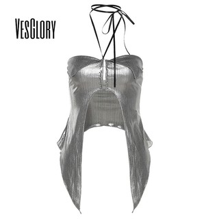 Vesglory Áo Hai Dây Cổ Chữ V Màu Trơn Dáng Ôm Gợi Cảm Thời Trang Cho Bạn Gái