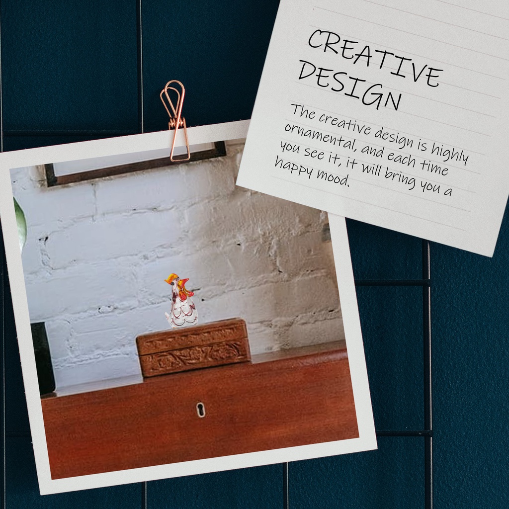 Set 4 Bức Tượng Gà Thổi Bằng Thủy Tinh Để Trang Trí