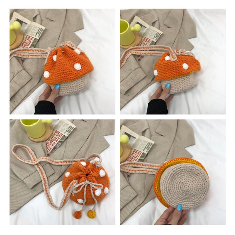 Túi Đeo Chéo Vai Đan Len Hình Nấm Thời Trang Dành Cho Nữ