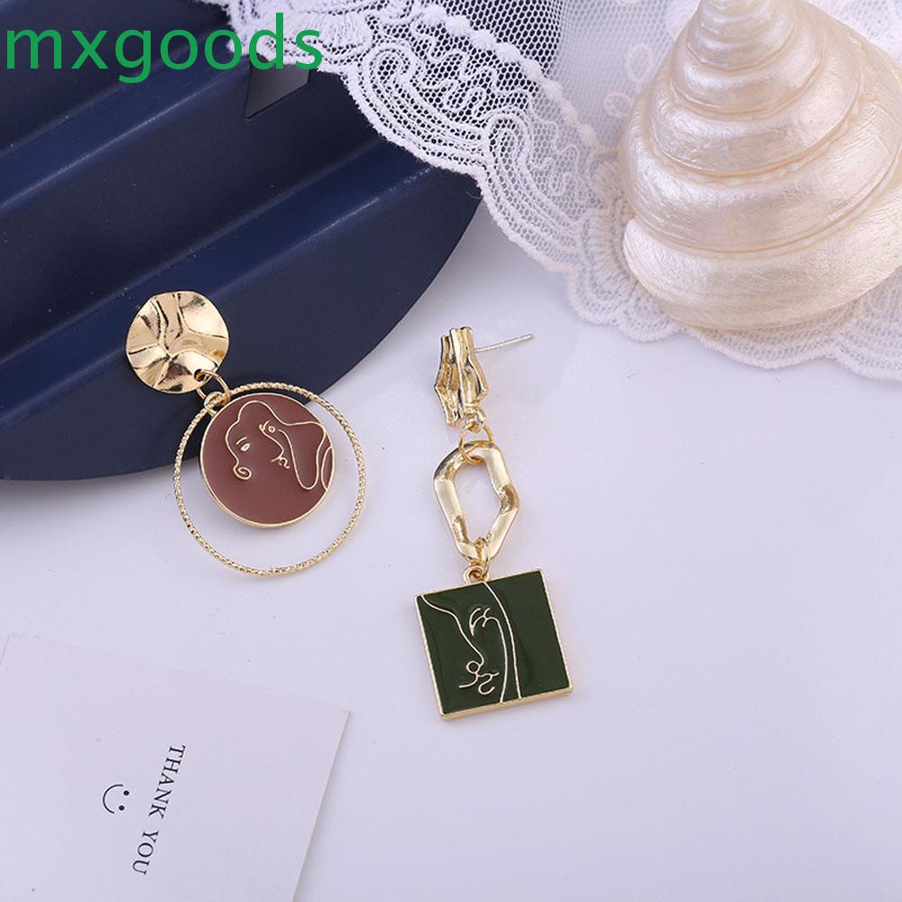 Đôi khuyên tai họa tiết mặt người trừu tượng thời trang dành cho nữ