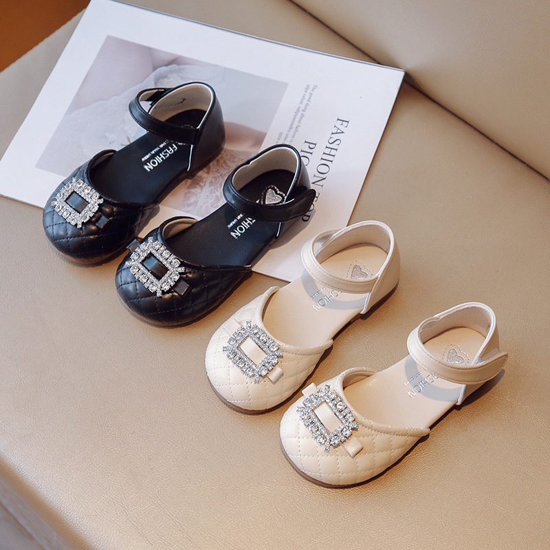 Giày Búp Bê Da Mềm Đính Đá Kiểu Công Chúa Thời Trang Xuân Hè 2023 Cho Bé Gái