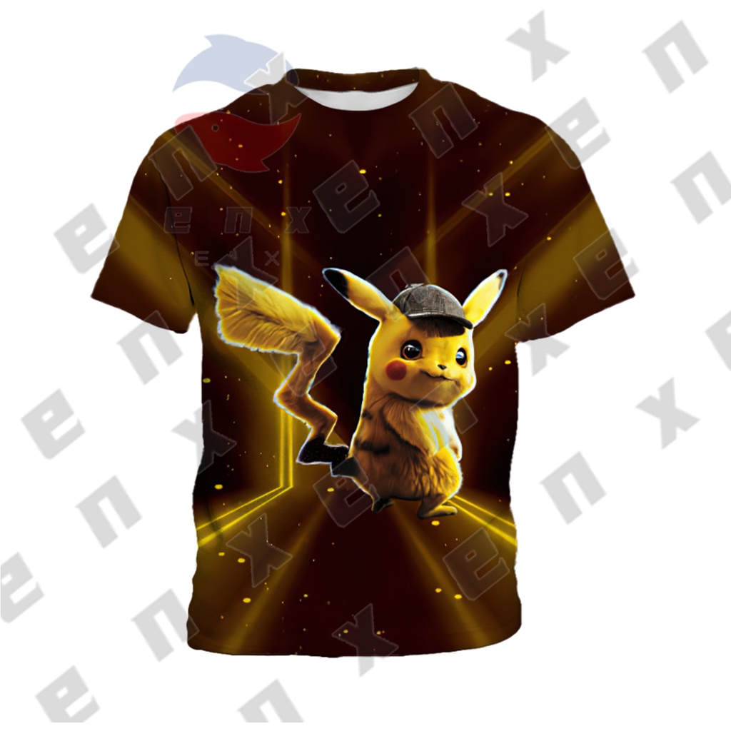 Áo Thun Cộc Tay In Hình Pikachu Cho Bé 3-13 Tuổi